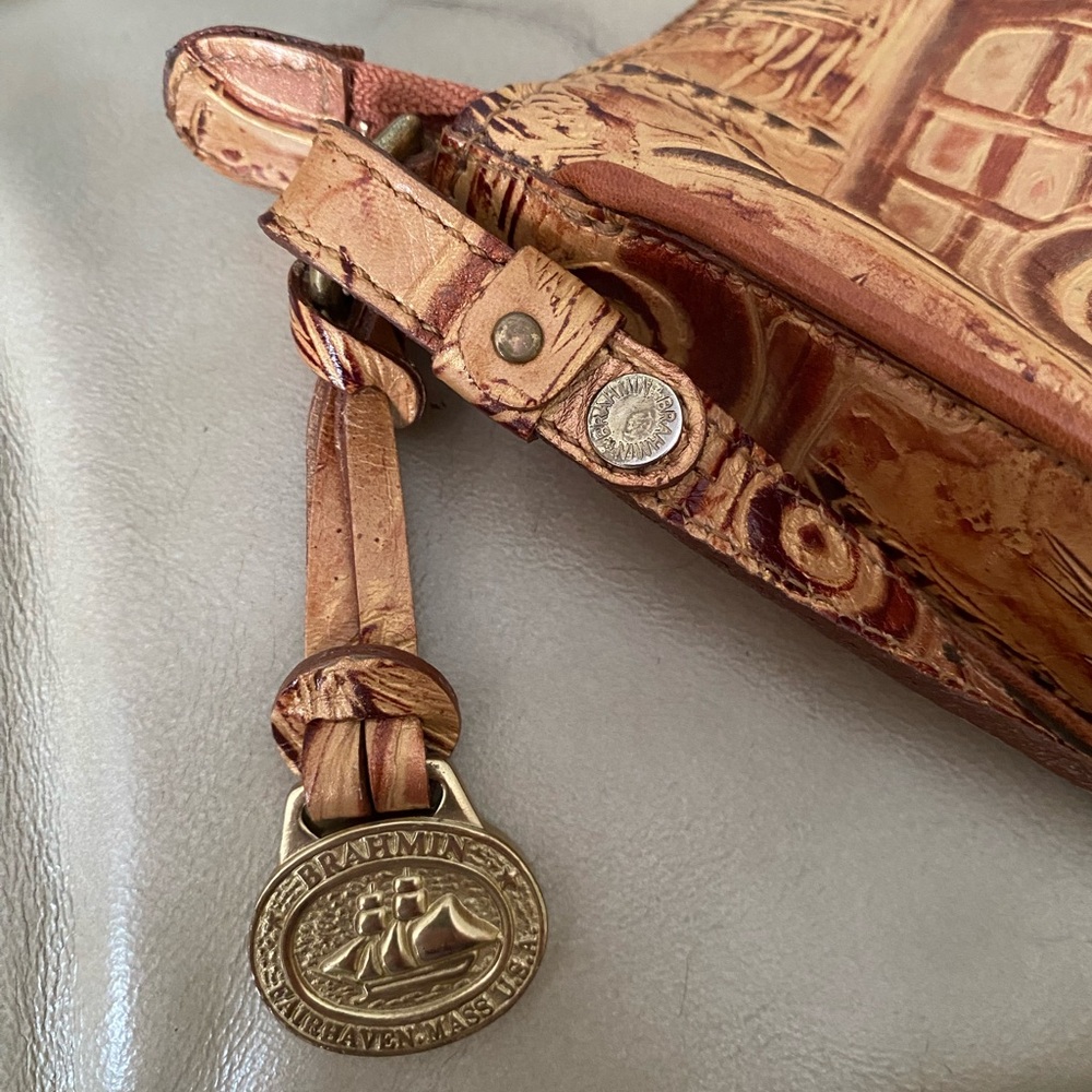 LKNW Brahmin Vintage Copper Copa Cabana Shoulder Bag Leather Palm Car - Picture 10 of 13